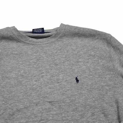 Playera Ralph Lauren Grande L Gris Pony Azul Manga Larga
