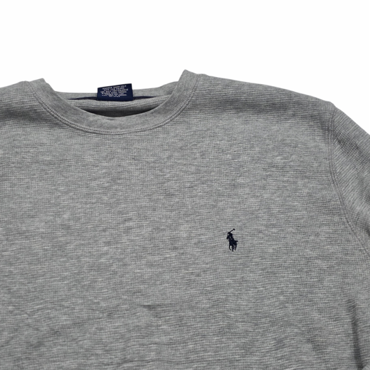 Playera Ralph Lauren Grande L Gris Pony Azul Manga Larga