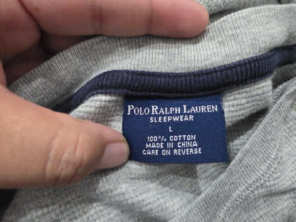 Playera Ralph Lauren Grande L Gris Pony Azul Manga Larga