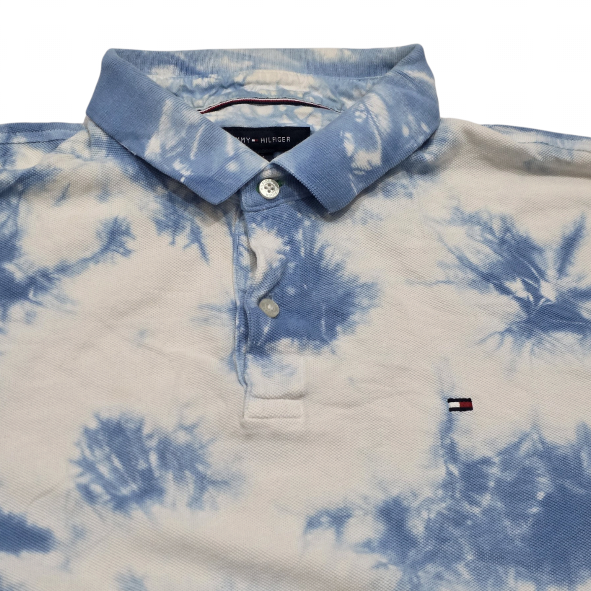 Playera Tommy Hilfiger Grande L Polo Azul Y Blanco
