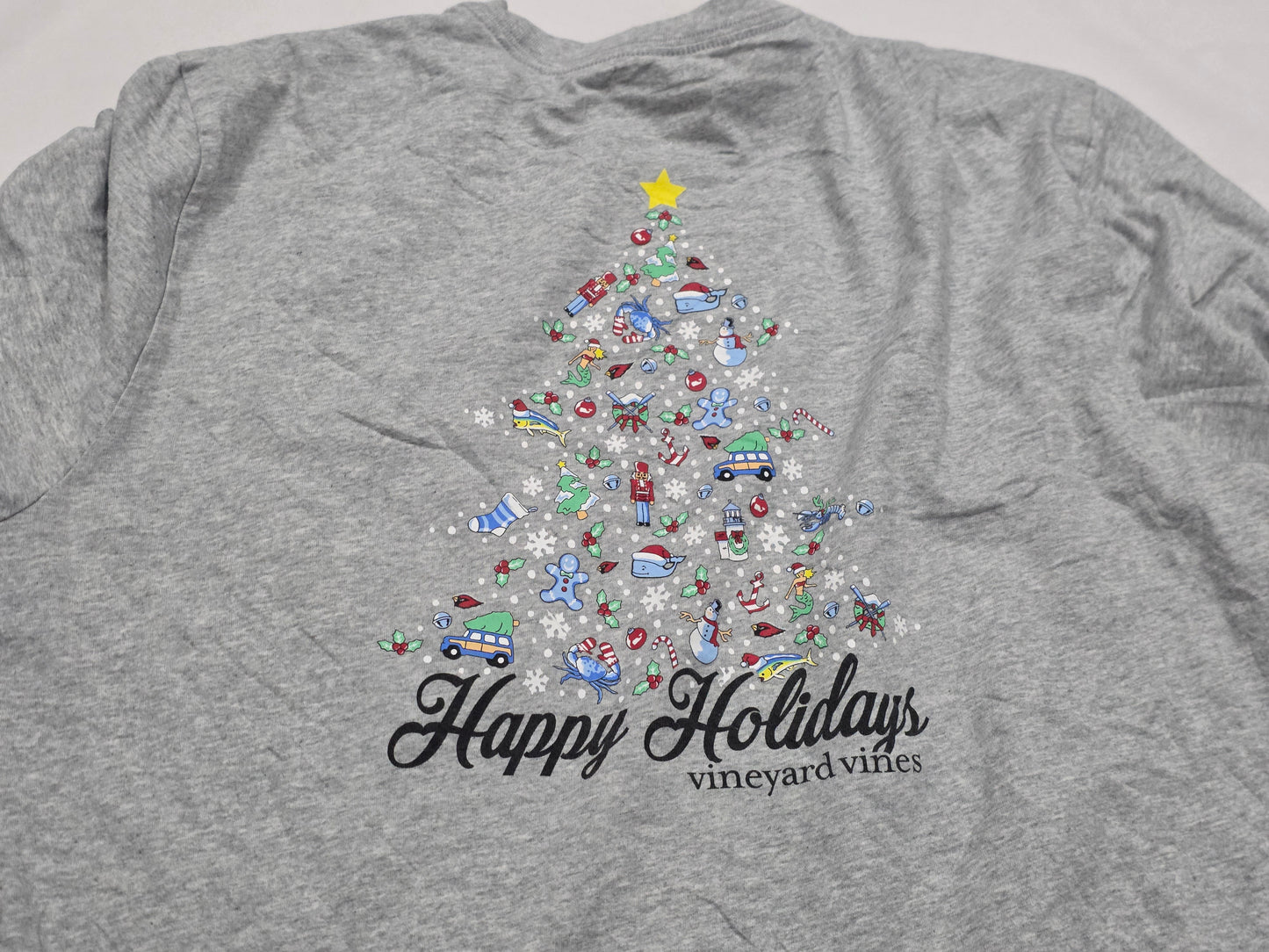 Playera Vineyard Vines Grande L Gris Navidad
