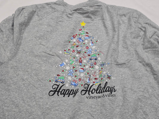 Playera Vineyard Vines Grande L Gris Navidad