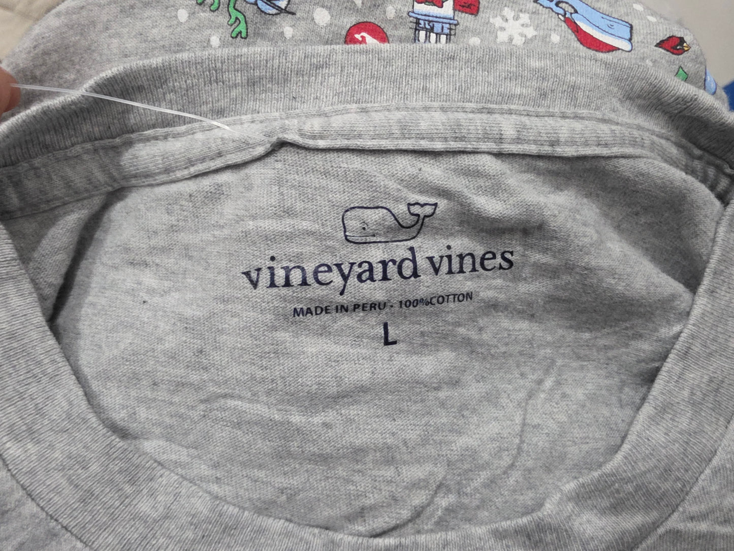 Playera Vineyard Vines Grande L Gris Navidad
