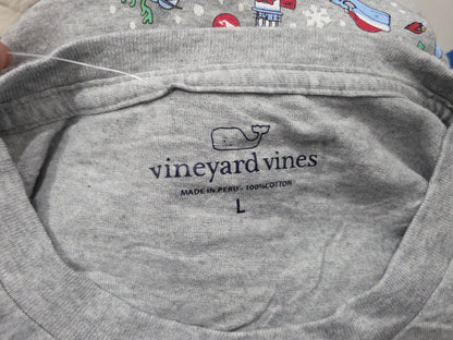 Playera Vineyard Vines Grande L Gris Navidad