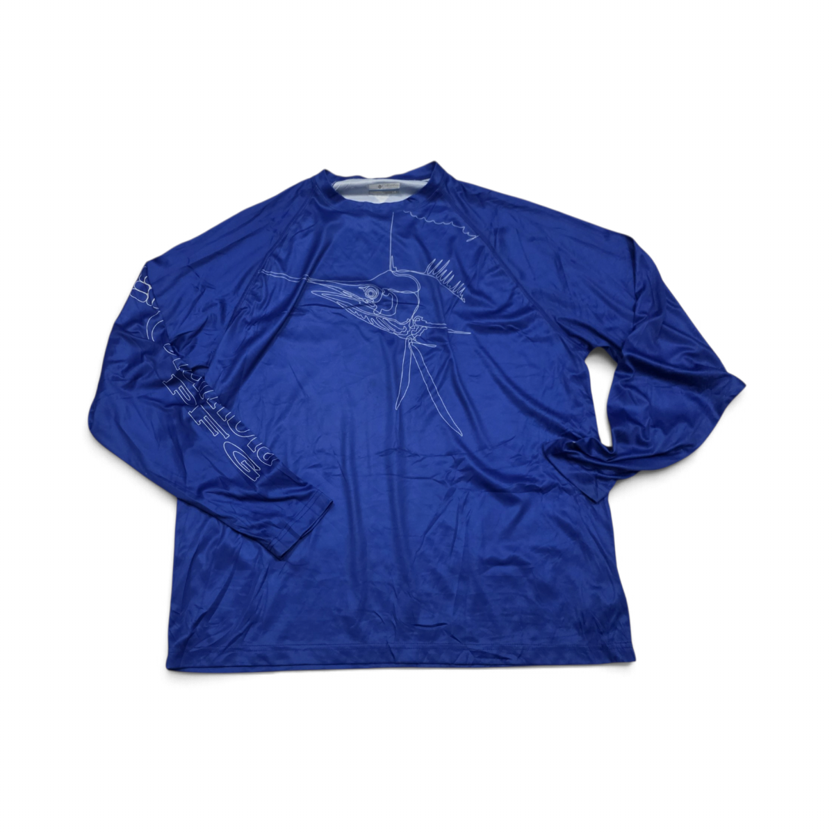 Playera Columbia Grande L Azul Pez Espada Manga Larga