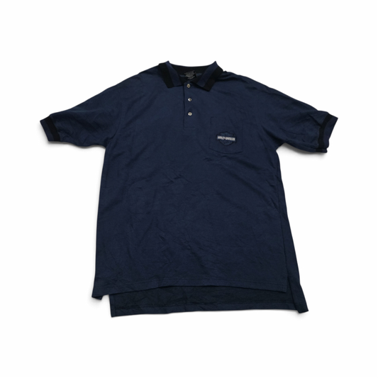 Playera Harley Davidson Grande L Azul Marino Polo