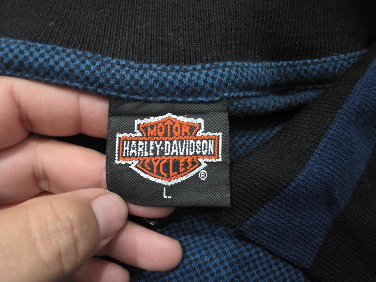 Playera Harley Davidson Grande L Azul Marino Polo