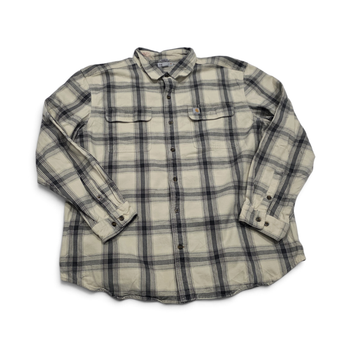Camisa Carhartt Xgrande Xl Franela Cuadro Beige Y Gris