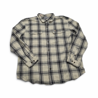 Camisa Carhartt Xgrande Xl Franela Cuadro Beige Y Gris
