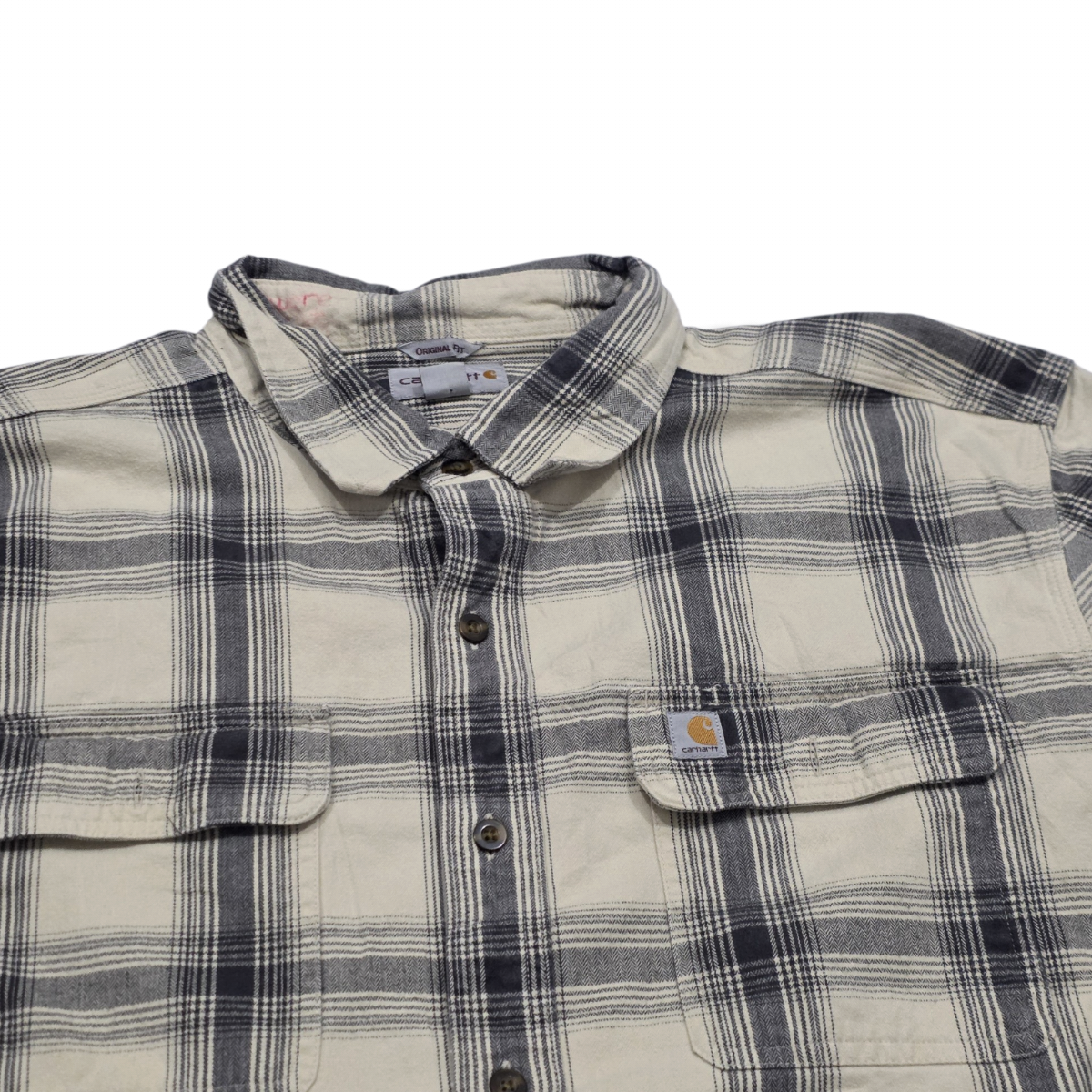 Camisa Carhartt Xgrande Xl Franela Cuadro Beige Y Gris