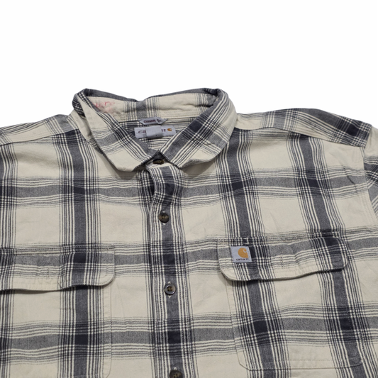 Camisa Carhartt Xgrande Xl Franela Cuadro Beige Y Gris