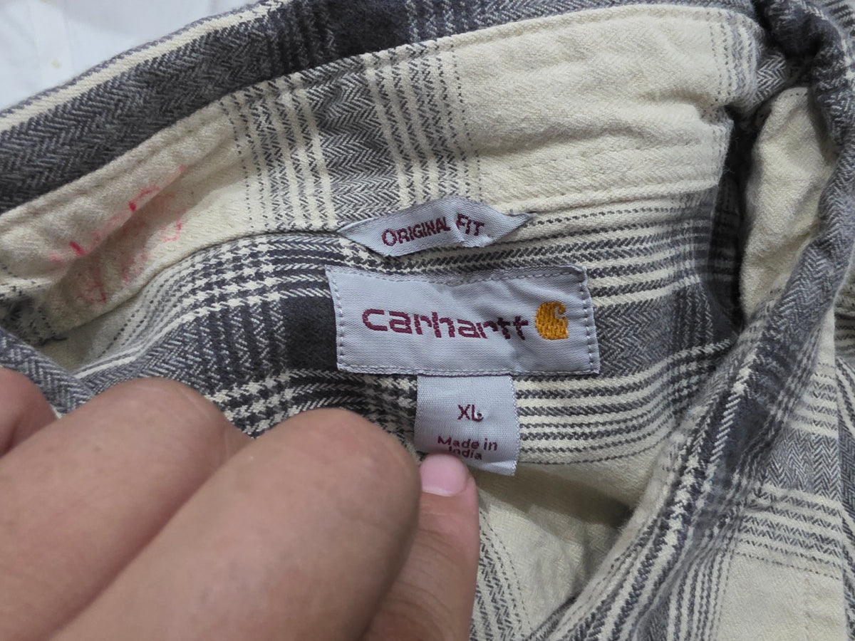Camisa Carhartt Xgrande Xl Franela Cuadro Beige Y Gris