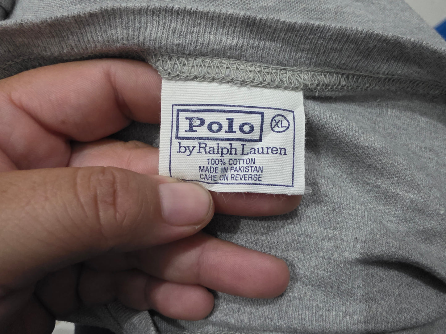 Playera Ralph Lauren Xgrande Xl Gris Pony Azul Cuello Redon