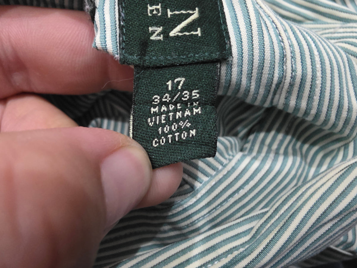 Camisa Ralph Lauren 17 34/35 Verde Classic Fit Verde Lineas
