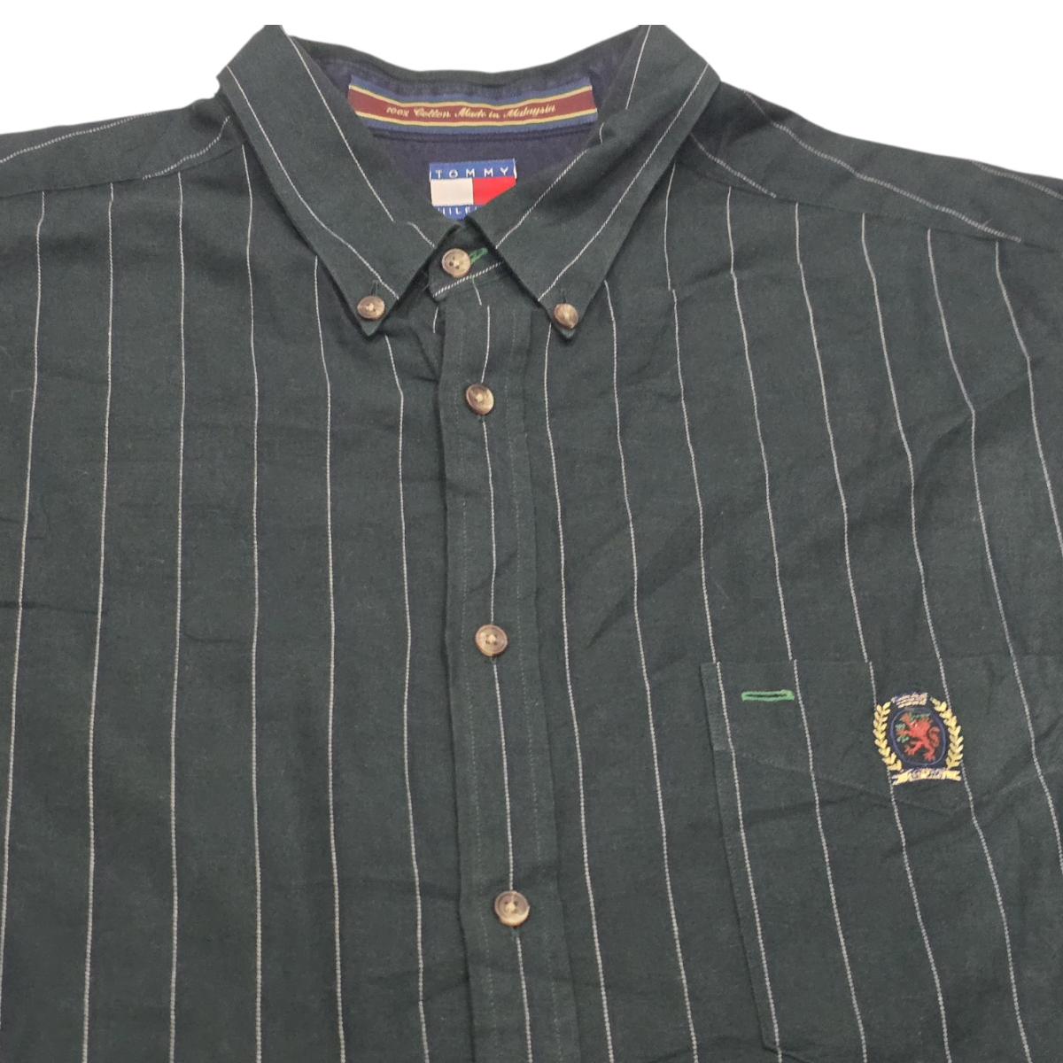 Camisa Tommy Hilfiger Xgrande Xl Verde Lineas Vintage