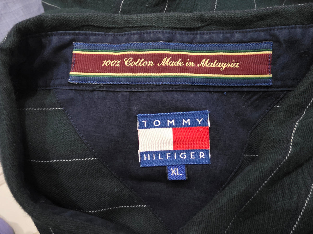 Camisa Tommy Hilfiger Xgrande Xl Verde Lineas Vintage