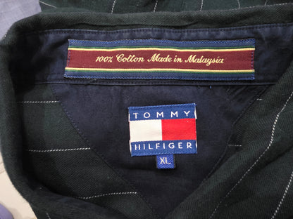 Camisa Tommy Hilfiger Xgrande Xl Verde Lineas Vintage
