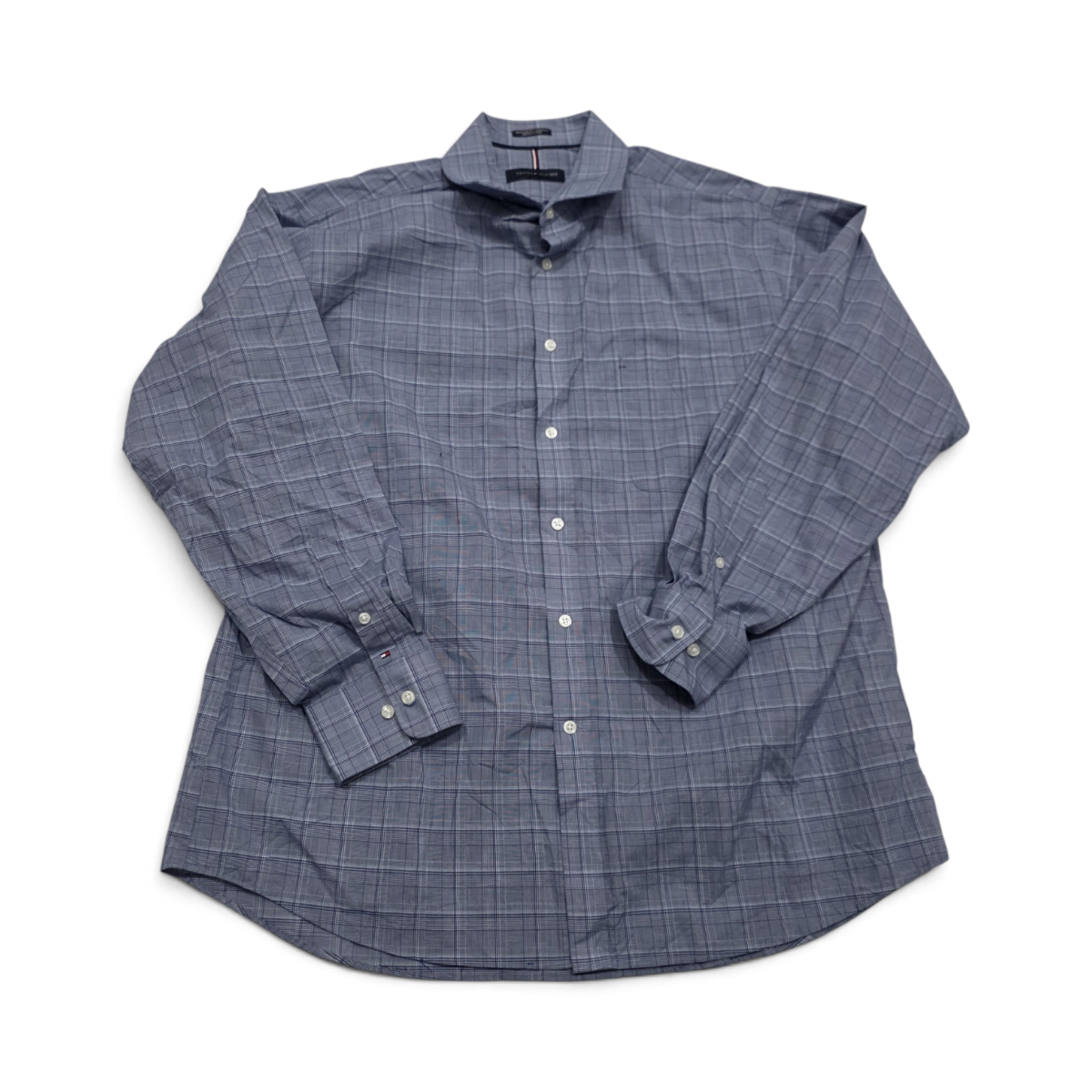 Camisa Tommy Hilfiger 34-35 Xl Azul Y Blanco Cuadro