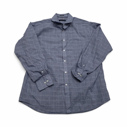 Camisa Tommy Hilfiger 34-35 Xl Azul Y Blanco Cuadro