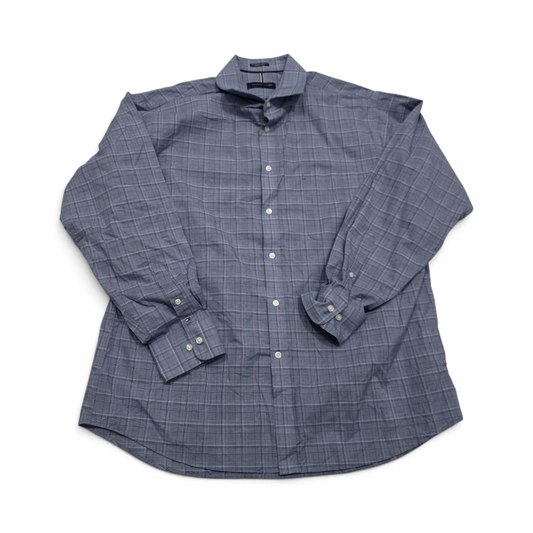 Camisa Tommy Hilfiger 34-35 Xl Azul Y Blanco Cuadro