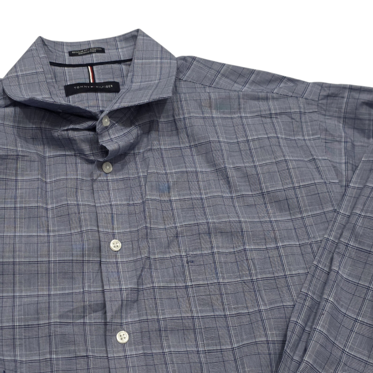 Camisa Tommy Hilfiger 34-35 Xl Azul Y Blanco Cuadro
