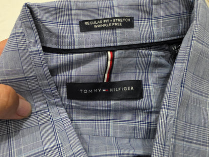 Camisa Tommy Hilfiger 34-35 Xl Azul Y Blanco Cuadro