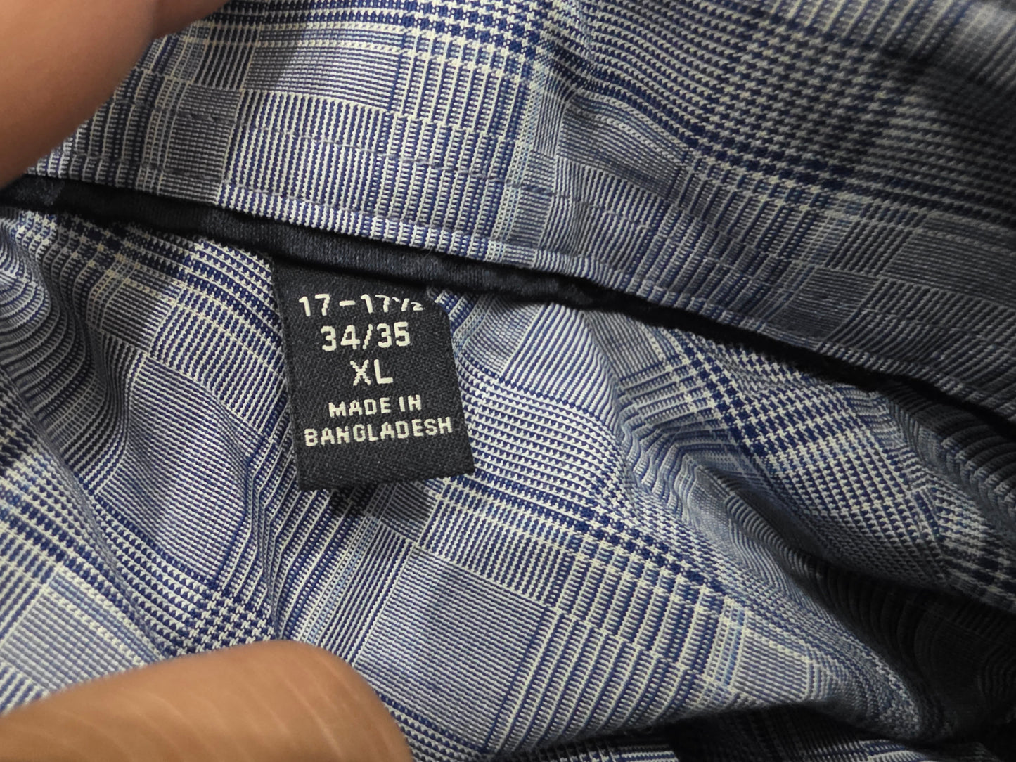 Camisa Tommy Hilfiger 34-35 Xl Azul Y Blanco Cuadro