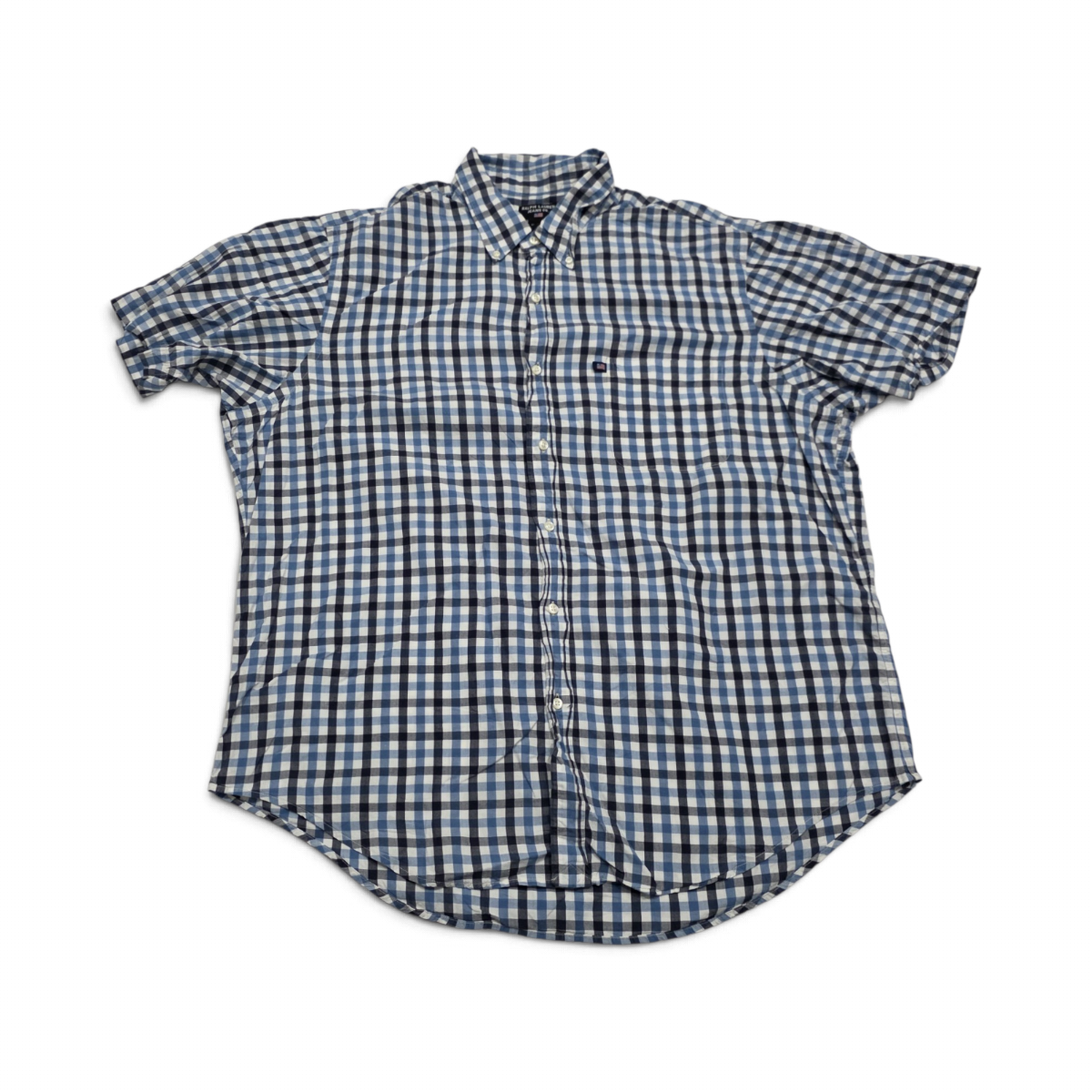 Camisa Ralph Lauren Xgrande Xl Azul, Negro Y Blanco Cuadro
