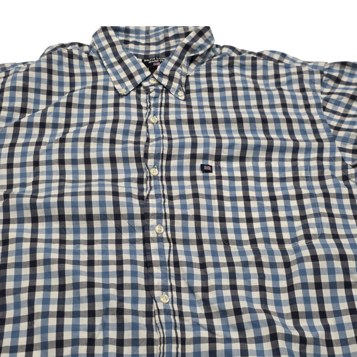 Camisa Ralph Lauren Xgrande Xl Azul, Negro Y Blanco Cuadro