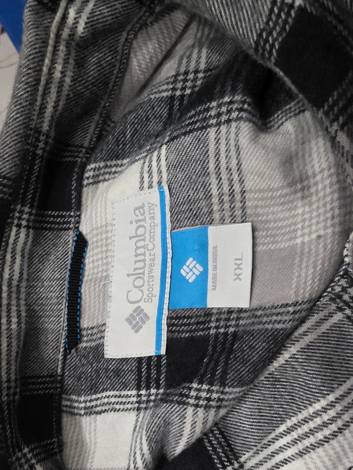 Camisa Columbia Xxl Gris Negro Y Blanco Cuadro Franela