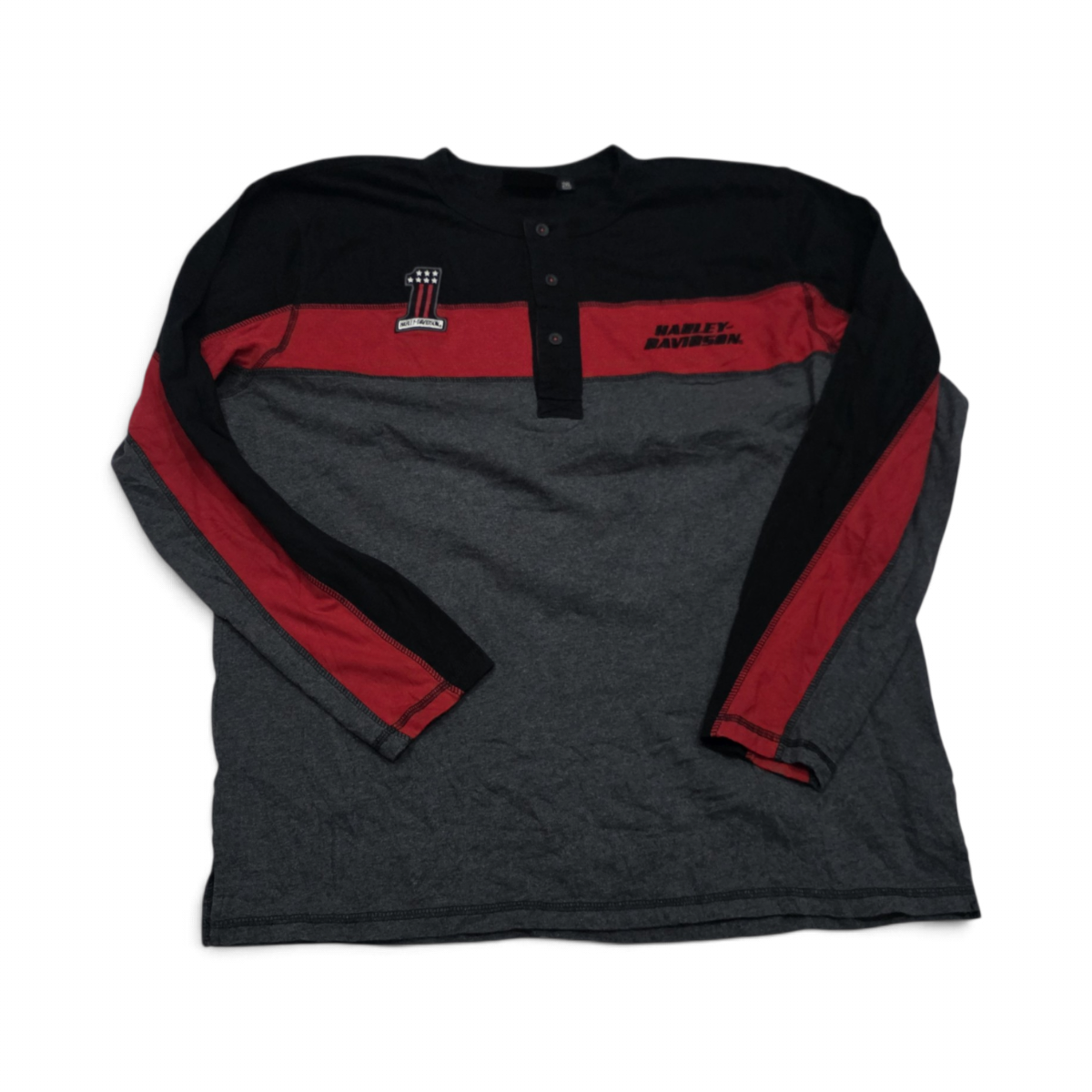 Playera Harley Dvidson 2xl Gris Con Negro Manga Larga