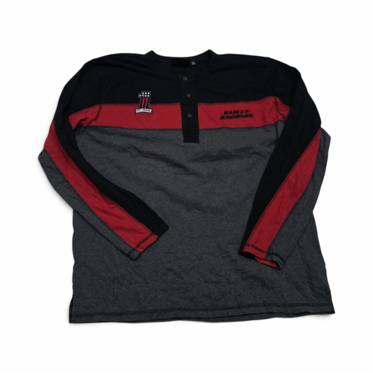 Playera Harley Dvidson 2xl Gris Con Negro Manga Larga