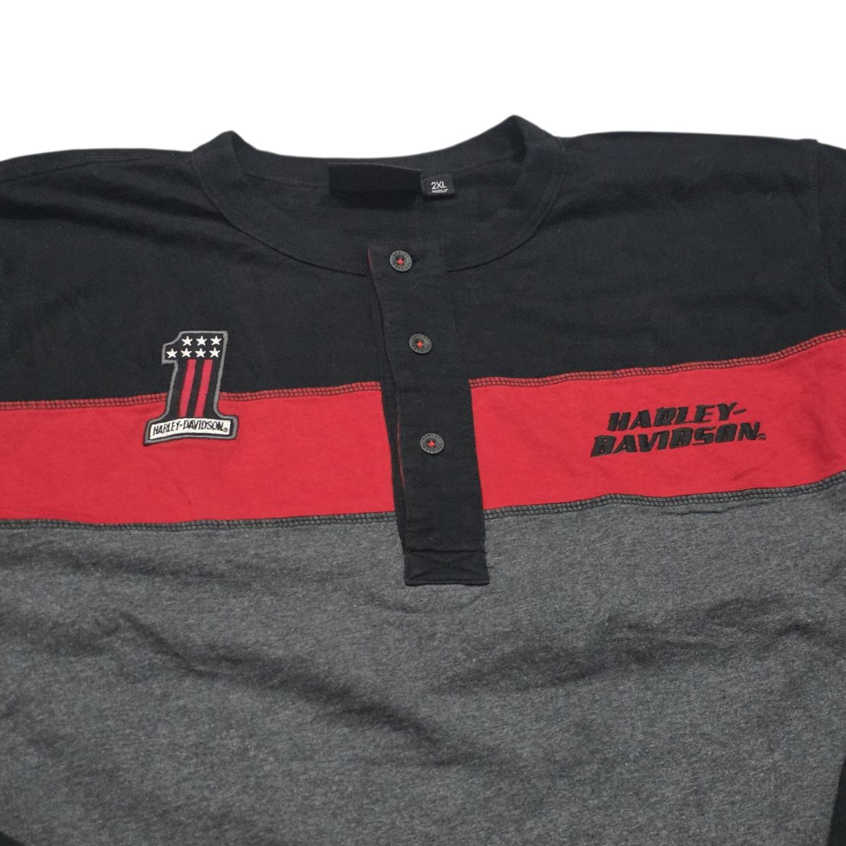 Playera Harley Dvidson 2xl Gris Con Negro Manga Larga