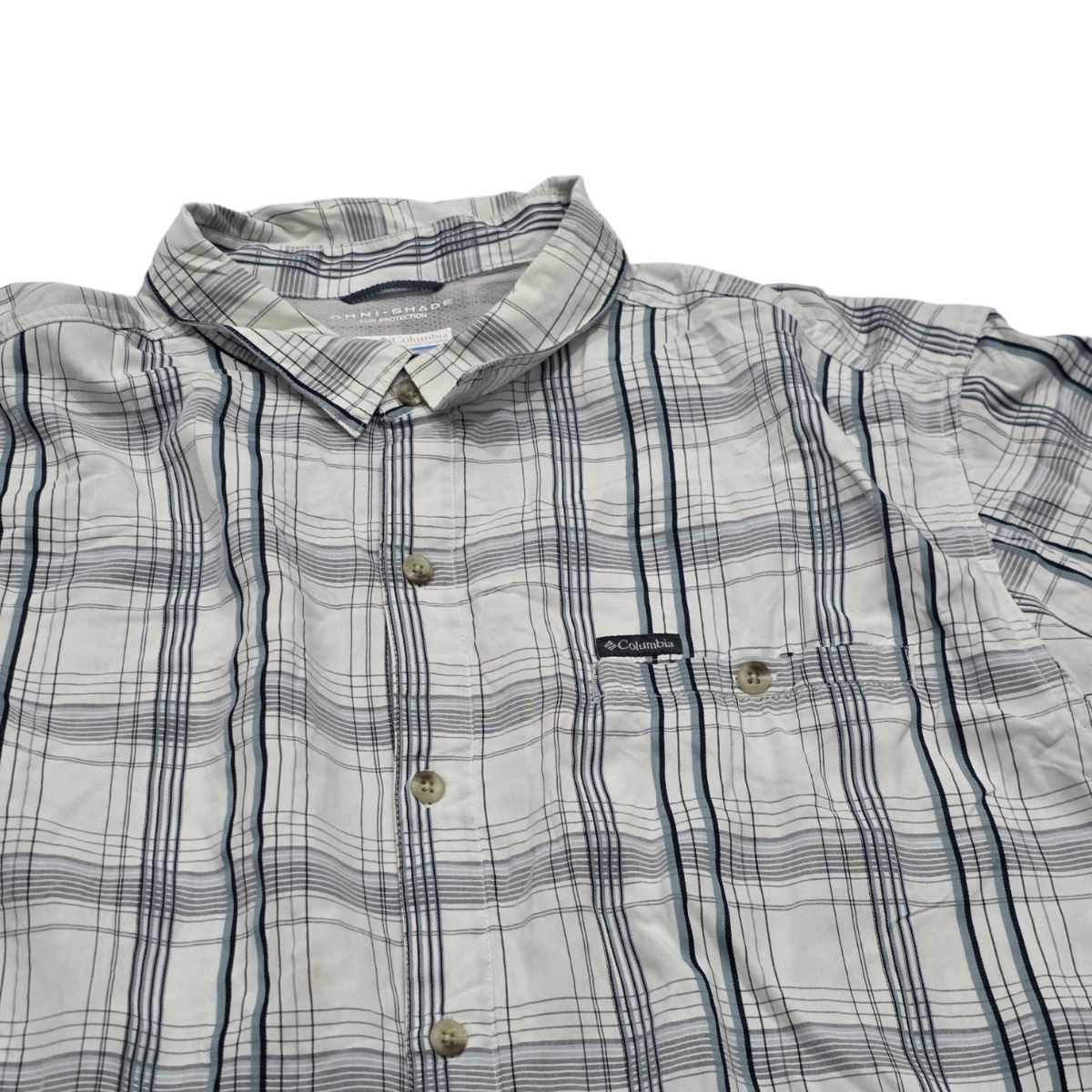 Camisa Columbia Xxl Cuadro Blanco Manga Corta