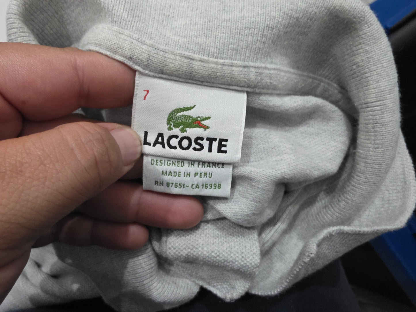 Playera Lacoste 2xl Fr 7 Polo Gris