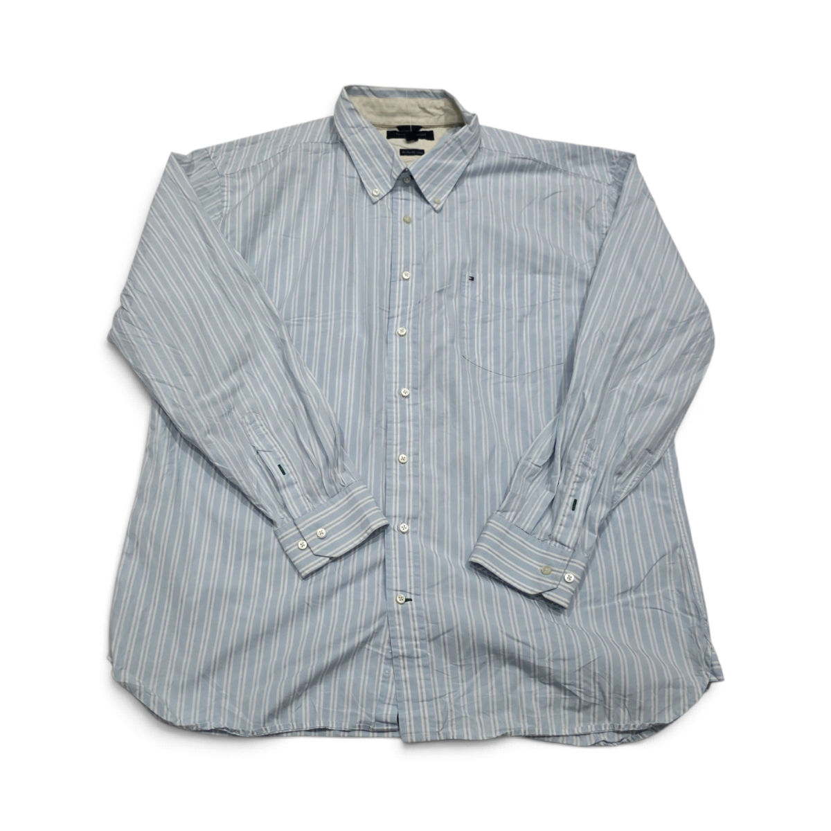 Camisa Tommy Hilfiger Xxl Azul Claro Y Blanco Lineas