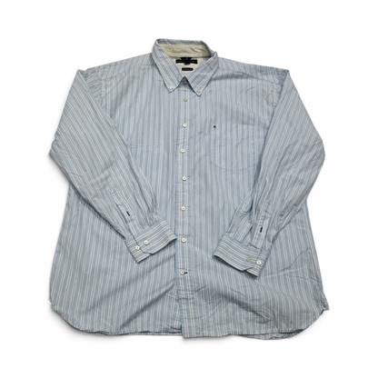 Camisa Tommy Hilfiger Xxl Azul Claro Y Blanco Lineas