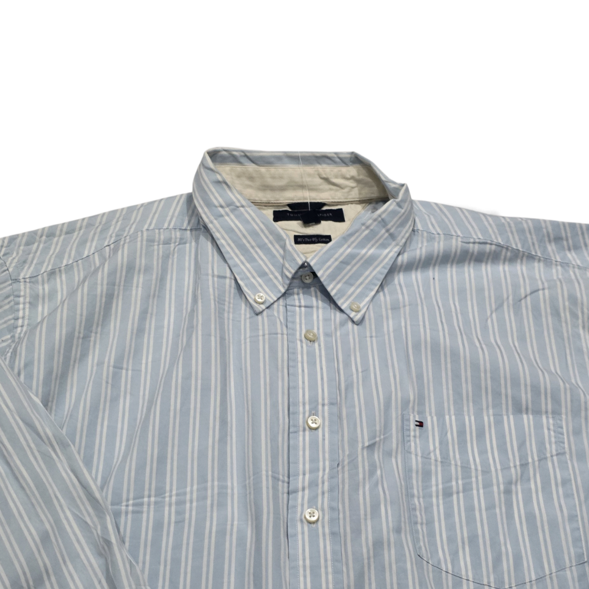 Camisa Tommy Hilfiger Xxl Azul Claro Y Blanco Lineas