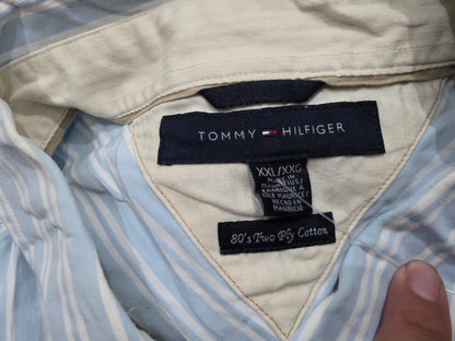 Camisa Tommy Hilfiger Xxl Azul Claro Y Blanco Lineas