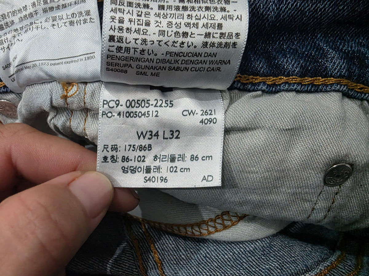 Pantalon Levis 505 34x32 Recto Azul