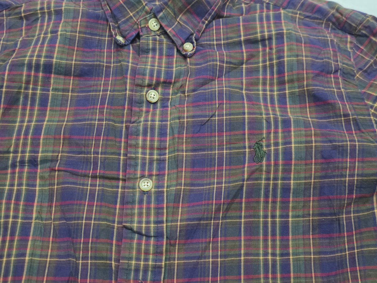 Camisa Ralph Lauren Chico S Cuadro Verde Y Azul