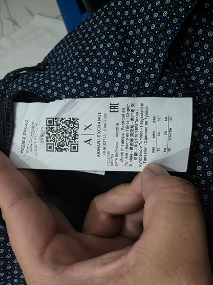 Bermuda Armani Exchange Talla 30 Azul Figuras
