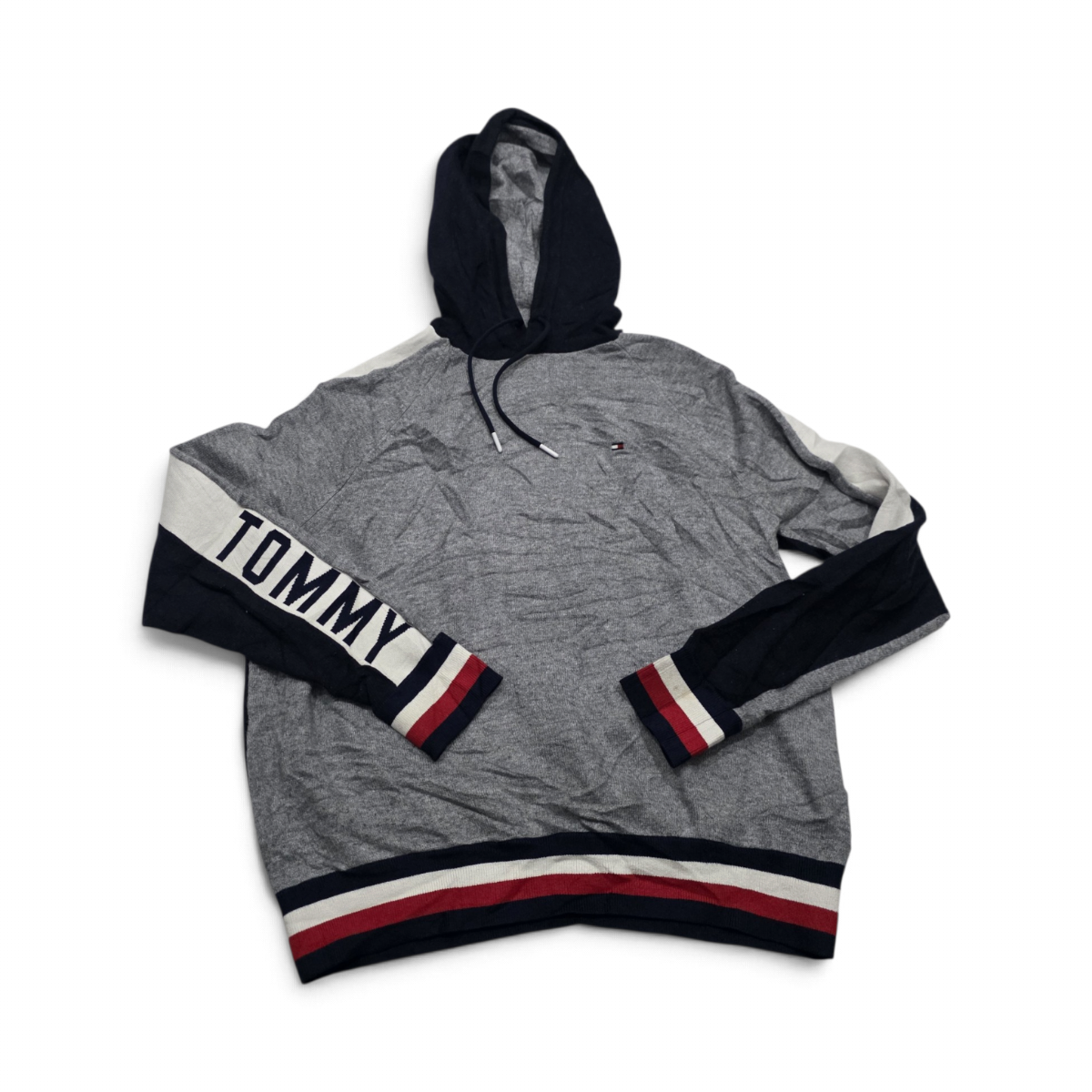Sudadera Tommy Hilfiger Mediana M Gris Y Azul Con Gorro