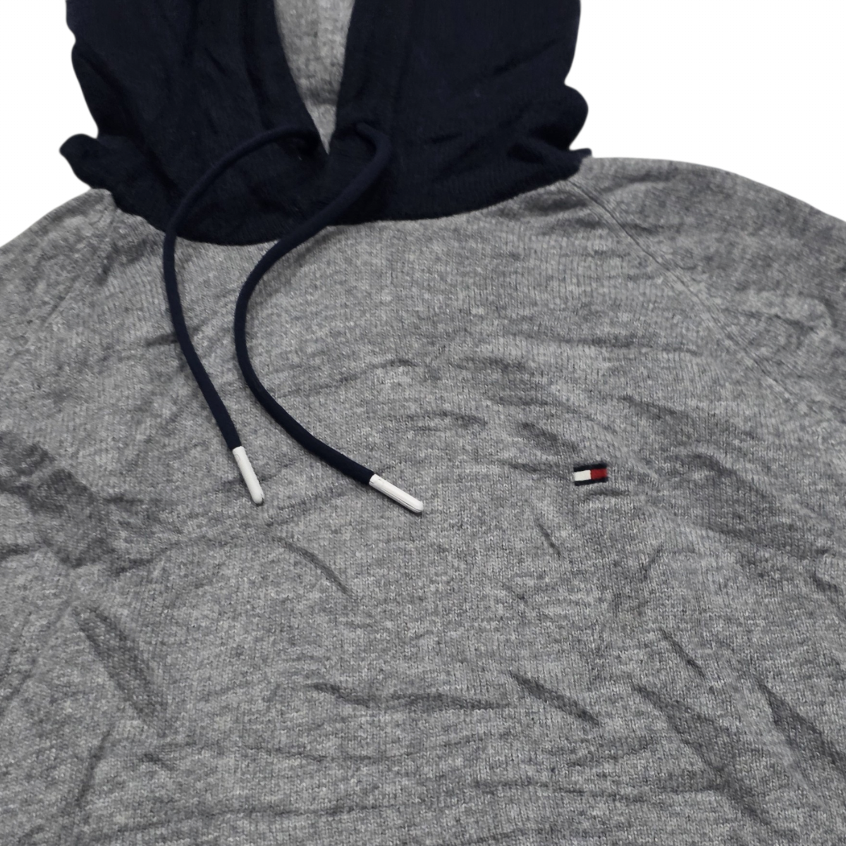 Sudadera Tommy Hilfiger Mediana M Gris Y Azul Con Gorro