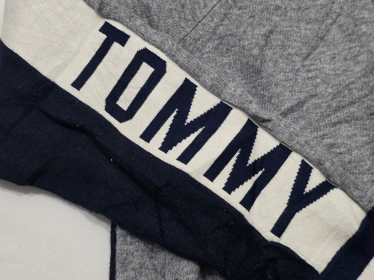 Sudadera Tommy Hilfiger Mediana M Gris Y Azul Con Gorro