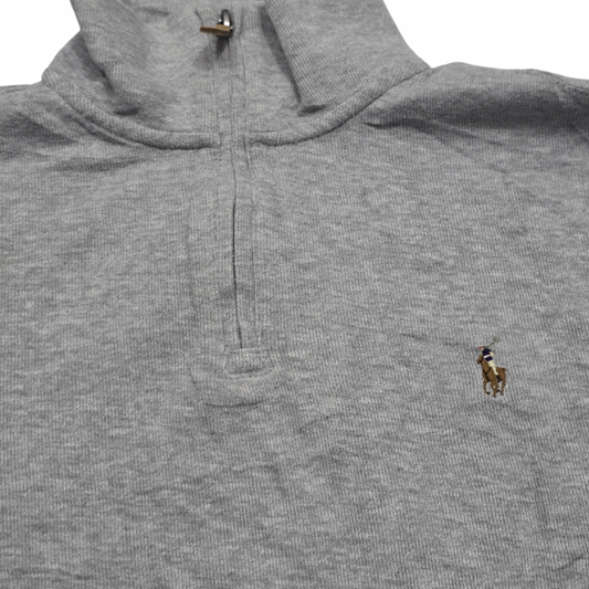 Sueter Ralph Lauren Mediana M Gris Pony Colores Cierre Corto