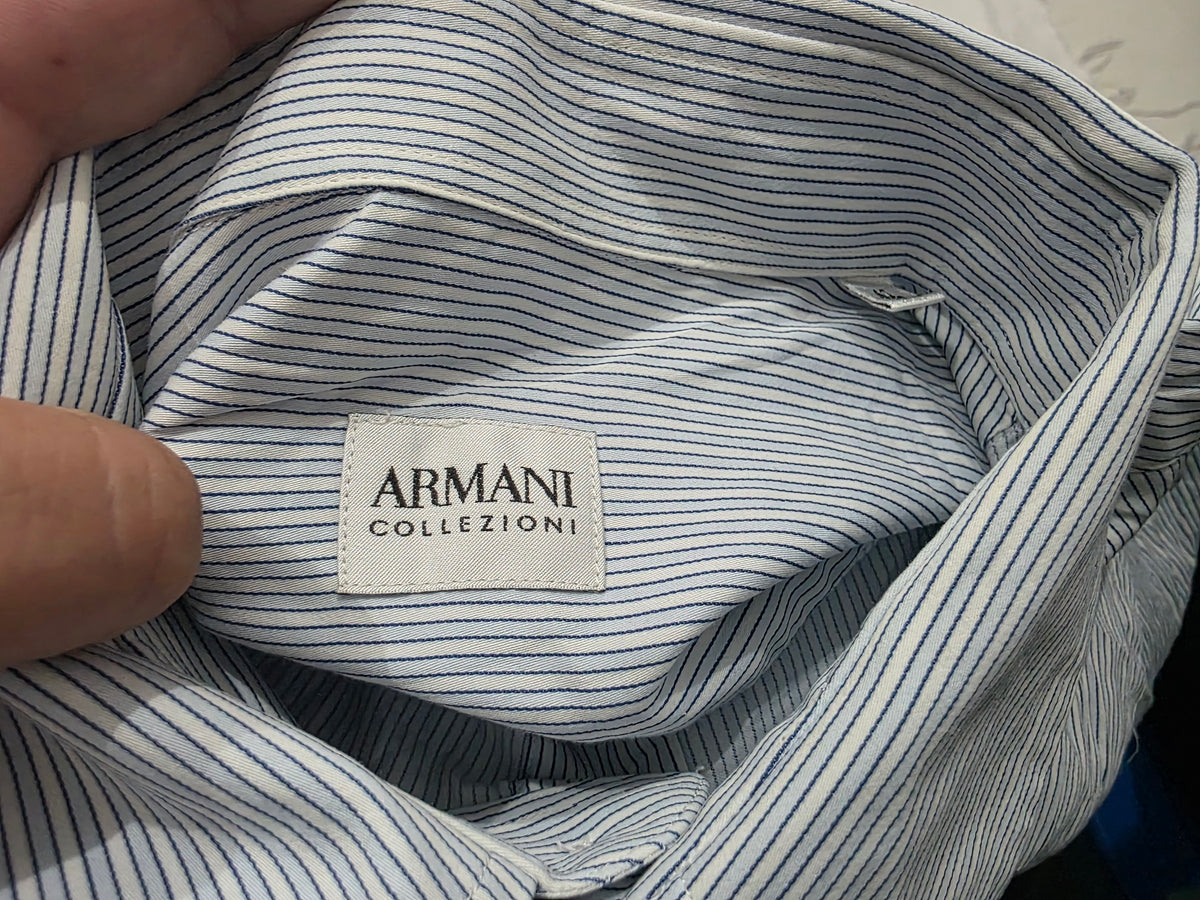 Camisa Armani Exchange Mediana 15 1/2 Azul Lineas
