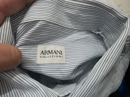 Camisa Armani Exchange Mediana 15 1/2 Azul Lineas