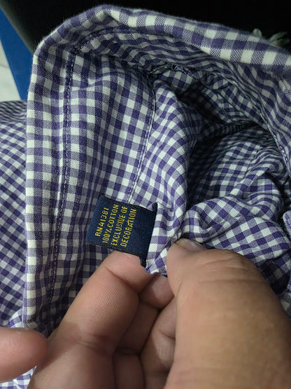 Camisa Ralph Lauren Mediana M Morado Cuadros Pony Verde