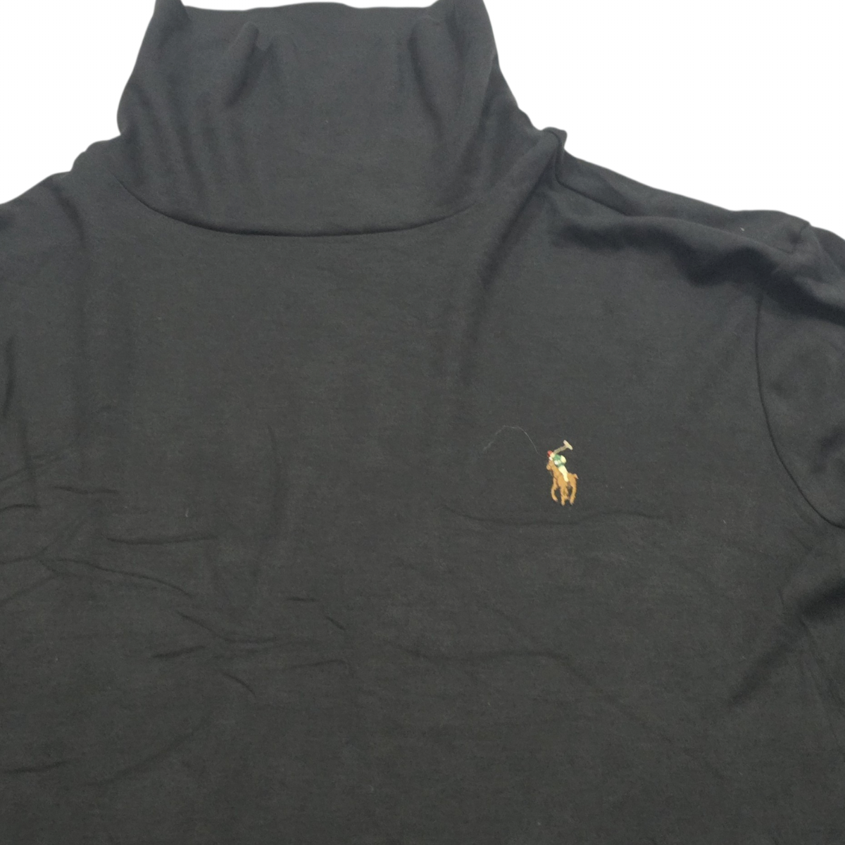 Playera Ralph Lauren Medianam Cuello Alto Negro Manga Larga